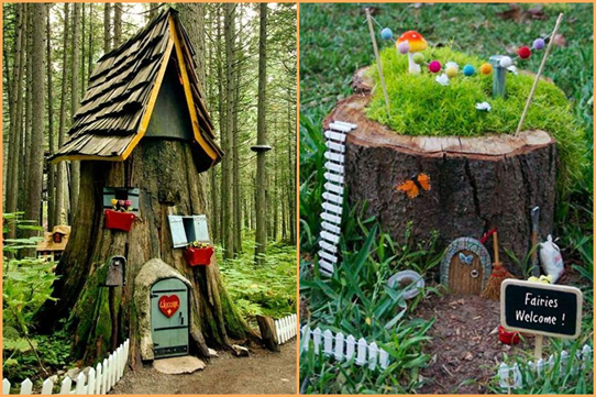 Tree stump doll’s house